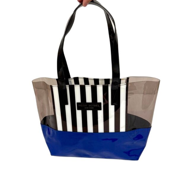 Henry Bendel Medium Size Iconic Striped PVC Tote Bag - Picture 4 of 11